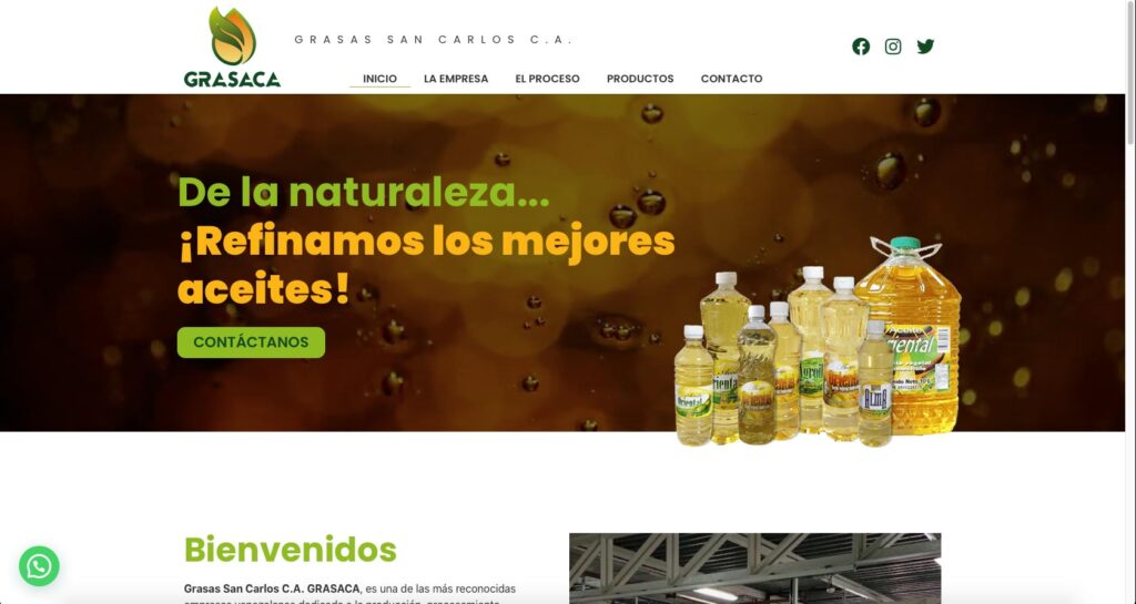 Cliente: Grasas San Carlos C.A. Grasaca | Diseño y desarrollo de páginas web, tienda online, landing page, Posicionamiento SEO, actualización y mantenimiento de páginas web | Cainetwork, Creative & Web Studio