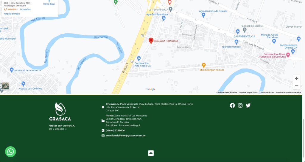 Cliente: Grasas San Carlos C.A. Grasaca | Diseño y desarrollo de páginas web, tienda online, landing page, Posicionamiento SEO, actualización y mantenimiento de páginas web | Cainetwork, Creative & Web Studio