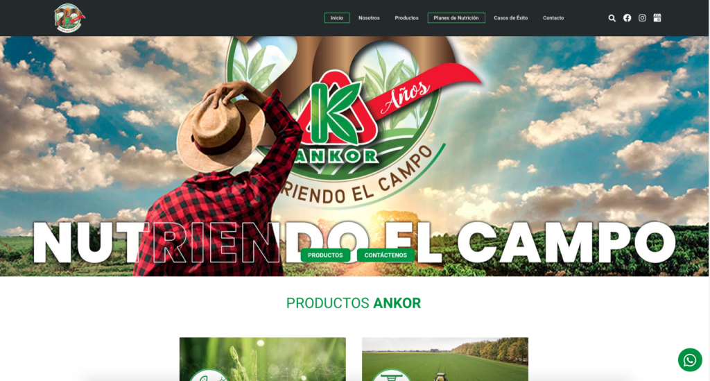 Cliente: Fertilizantes Ankor S.A.S. | Diseño y desarrollo de páginas web, tienda online, landing page, Posicionamiento SEO, actualización y mantenimiento de páginas web | Cainetwork, Creative & Web Studio