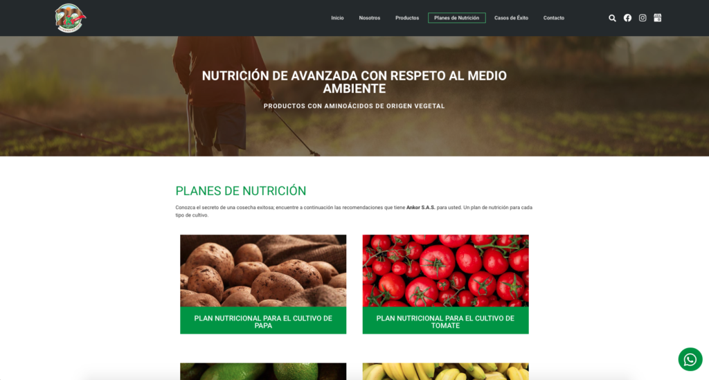 Cliente: Fertilizantes Ankor S.A.S. | Diseño y desarrollo de páginas web, tienda online, landing page, Posicionamiento SEO, actualización y mantenimiento de páginas web | Cainetwork, Creative & Web Studio