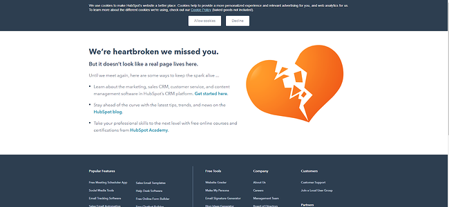 Cómo optimizar tu página de error 404 para SEO: HubSpot